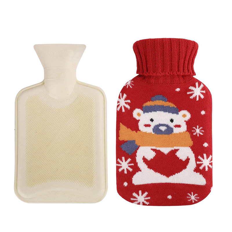 Slitstarkt värmepaket av gummi med stickat överdrag för mensvärk