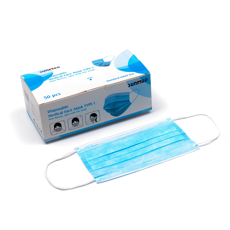 Non Woven engångs 3-lagers medicinsk ansiktsmask 