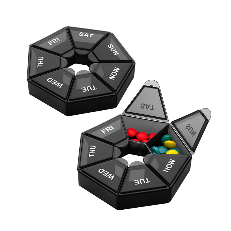 Bärbar Extra Large Weekly Pill Organizer för medicin 