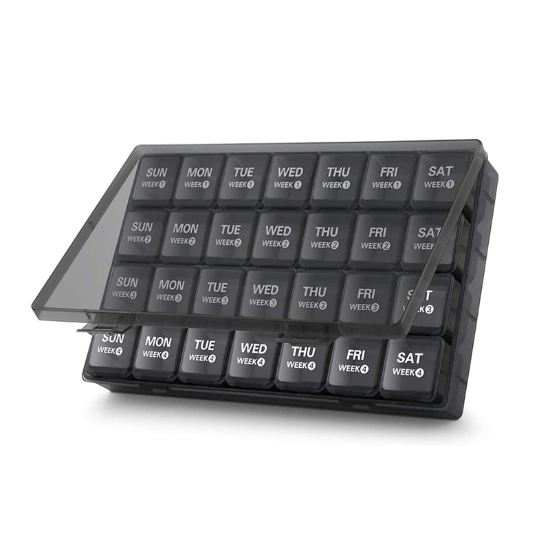 Dammsäker månatlig 28 dagar 4 veckor Pill Organizer 