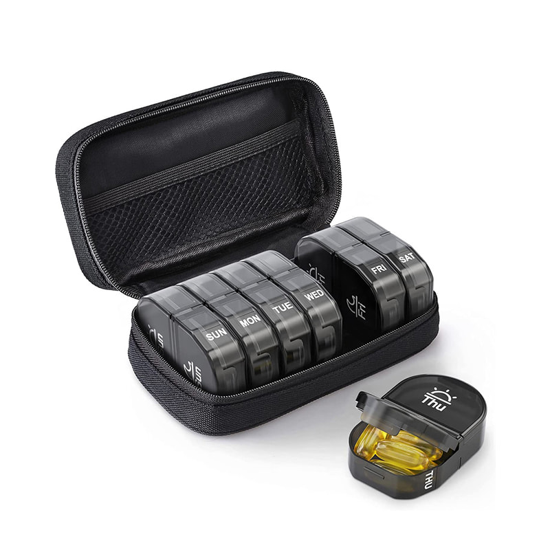 Söt Canvas Travel 7 dagars Pill Organizer med dragkedja 