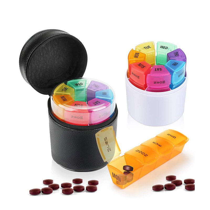 Travel Neon Weekly Pill Planner med dragkedja 