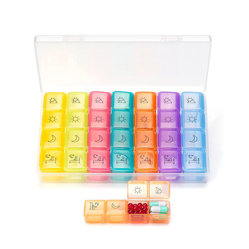 Bärbart pillerfodral för dagligt veckovis medicinering 