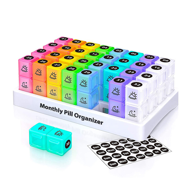 Hushållens färgglada 2 gånger om dagen månatlig Pill Planner 