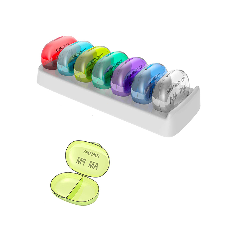 Bärbar veckovis 7 dagars 14 fack pillerbehållare 