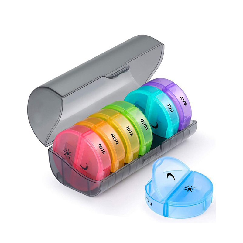 Portabel Black Daily Plastic Pill Organizer för vitamin 