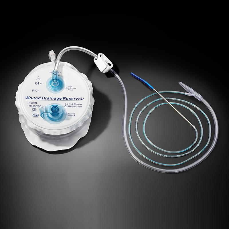 Sårdräneringsreservoar (med fjäder)